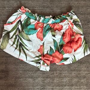 Tropical Floral High Waist Women's Shorts